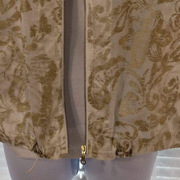 Chico's Gold Ivory Full Zip Jacket Size 1/M - Picture 4 of 9